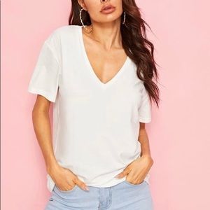 Deep v neck white tshirt